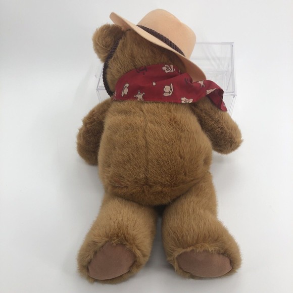 Cowboy Teddy Bear Plush Hat Neckerchief Large 20" Velour Feet Soft No Tag *FLAW - Picture 4 of 12